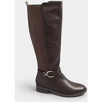 Yours Standard Fit Stretch Calf Riding Boot - Brown