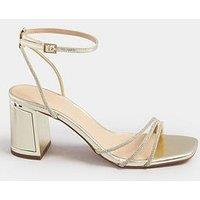 Yours Standard Fit Asymmetric Glitz Block Heel - Gold