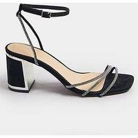 Yours Standard Fit Asymmetric Glitz Block Heel - Black