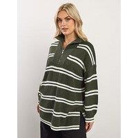 Yours Curve Quarter Zip Jumper - Green