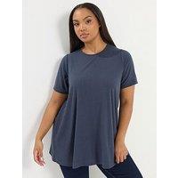 Yours Curve Rib Swing Top - Grey