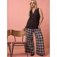 Yours Curve Knitted Crepe Check Tapered Trouser