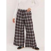 Yours Curve Crepe Wide Leg Trouser - Brown