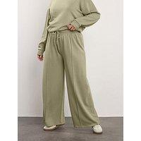 Yours Curve Wide Leg Jogger - Green