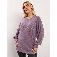 Yours Curve Stud Embellished Jumper - Pink