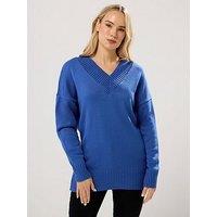 Long Tall Sally V Neck Jumper - Blue
