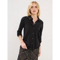 Pixiegirl Petite Turn Back Cuff Shirt - Black