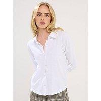 Pixiegirl Petite Turn Up Sleeve Shirt - White