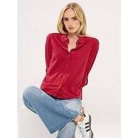 Pixiegirl Petite Turn Up Sleeve Shirt - Red