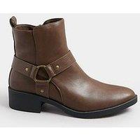 Yours Standard Fit Ring Detail Ankle Boot - Brown