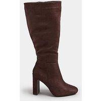 Yours Standard Fit Heeled Knee High Boot - Brown