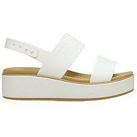 Crocs Brooklyn Matte Wrap Low Wedge Sandal - Chalk/Tan