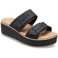 Crocs Brooklyn Buckle Matte Wrap Low Wedge Sandal - Black