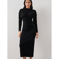 The Very Collection Ruched Front Midi Dress - Black