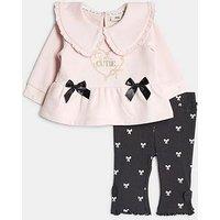 River Island Baby Baby Girls Cute Bow Sweatshirt Set - Pink