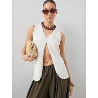 The Very Collection V Neck Longline Knitted Tank - Cream