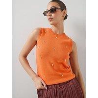 The Very Collection Crew Neck Fish Embellished Tank - Orange