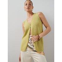 The Very Collection V Neck Longline Knitted Tank - Matcha Green