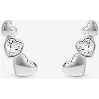 Jon Richard Simply Silver Sterling Silver 925 Polished And Cubic Zirconia Heart Climber Earrings