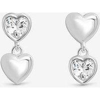 Jon Richard Simply Silver Sterling Silver 925 Cubic Zirconia Heart Drop Earrings