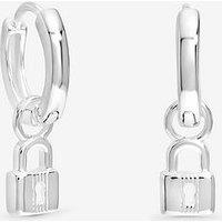 Jon Richard Simply Silver Sterling Silver 925 Polished Padlock Charm Hoop Earrings