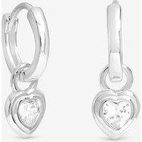 Jon Richard Simply Silver Sterling Silver 925 Polished And Cubic Zirconia Heart Bezel Hoop Earrings