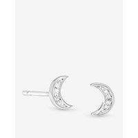 Jon Richard Simply Silver Sterling Silver 925 Mini Pave Crescent Stud Earrings