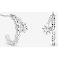 Jon Richard Simply Silver Sterling Silver 925 Cubic Zirconia Double Row Celestial Hoop Earrings