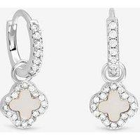 Jon Richard Simply Silver Sterling Silver 925 Semi Precious Clover Charm Hoop Earrings