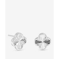 Jon Richard Simply Silver Sterling Silver 925 Polished Diamond Cut Clover Stud Earrings