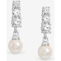 Jon Richard Simply Silver Sterling Silver 925 Cubic Zirconia Pearl Drop Earrings