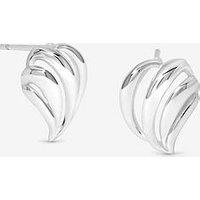 Jon Richard Simply Silver Sterling Silver 925 Polished Open Ridged Wave Stud Earrings