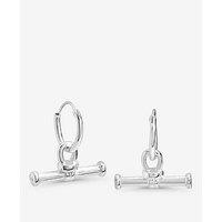 Jon Richard Simply Silver Sterling Silver 925 Polished Textured T Bar Hoop Earrings