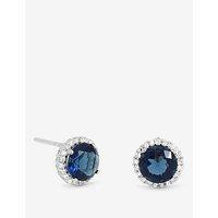Jon Richard Simply Silver Sterling Silver 925 Cubic Zirconia Sapphire Halo Stud Earrings