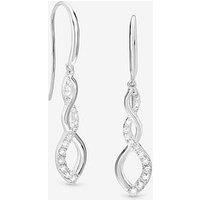 Jon Richard Simply Silver Sterling Silver 925 Polished And Cubic Zirconia Infinity Fishhook Drop Earrings