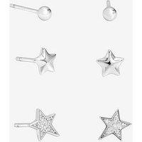 Jon Richard Simply Silver Sterling Silver 925 Polished And Cubic Zirconia Celestial Earrings - Pack Of 3