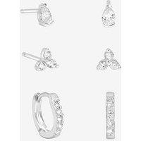 Jon Richard Simply Silver Sterling Silver 925 Cubic Zirconia Stud And Hoop Earrings - Pack Of 3