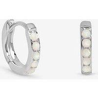 Jon Richard Simply Silver Sterling Silver 925 Cubic Zirconia Opal Hoop Earrings