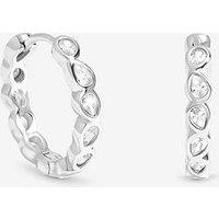 Jon Richard Simply Silver Sterling Silver 925 Cubic Zirconia Bezel Hoop Earrings