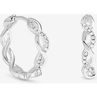 Jon Richard Simply Silver Sterling Silver 925 Polished And Cubic Zirconia Infinity Hoop Earrings