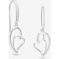 Jon Richard Simply Silver Sterling Silver 925 Polished Fishhook Heart Drop Earrings