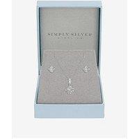 Jon Richard Simply Silver Sterling Silver 925 Polished Diamond Cut Clover Set - Gift Box
