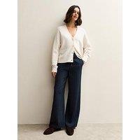 New Look Striped Tie Waist Wide Leg Trousers - Blue