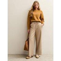 New Look Striped Tie Waist Wide Leg Trousers - Brown