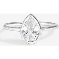 Jon Richard Simply Silver Sterling Silver 925 Cubic Zirconia Solitaire Pear Ring