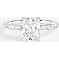 Jon Richard Simply Silver Sterling Silver 925 Pave Emerald Cut Engagement Ring