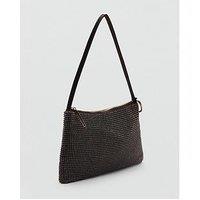 Mango Handbag With All Over Rhinestones - Brown