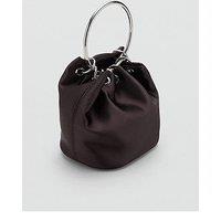 Mango Handbag With Metal Handle - Brown