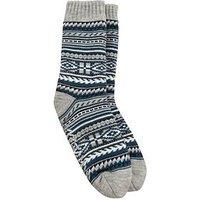 Totes Toasties Mens Sherpa Lined Fair Isle Slipper Socks - Blue