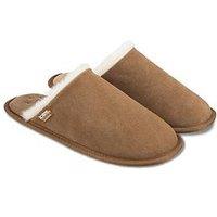 Totes Isotoner Mens Suede Mule Slipper With Water Repellency - Brown